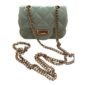 Quilted‎ Mini Jelly Chain Crossbody w/Gold Turnlock - Mint Green